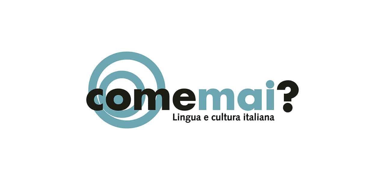 Logotipo Come Mai academia de italiano