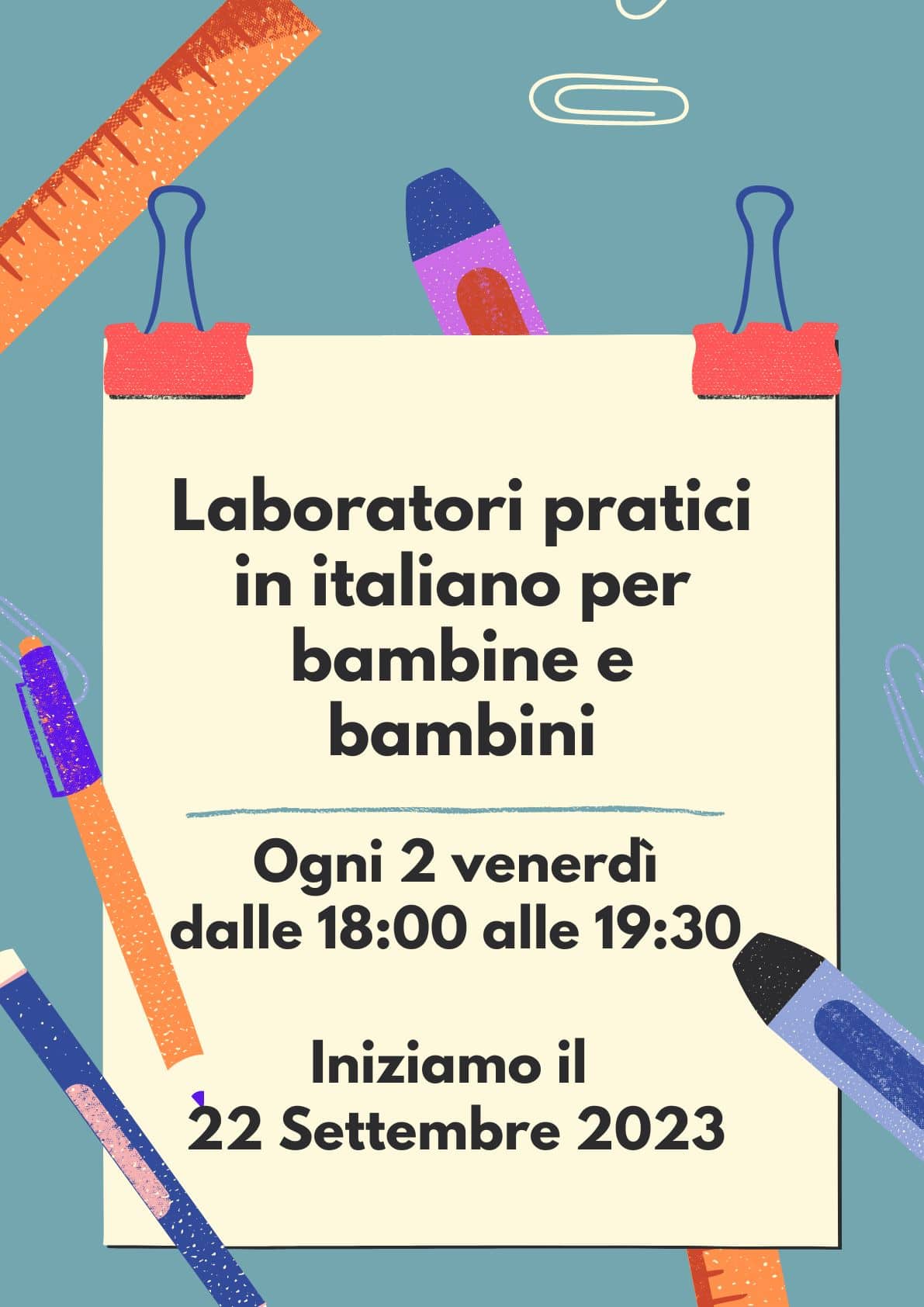 infográfica talleres de italiano para niños y niñas